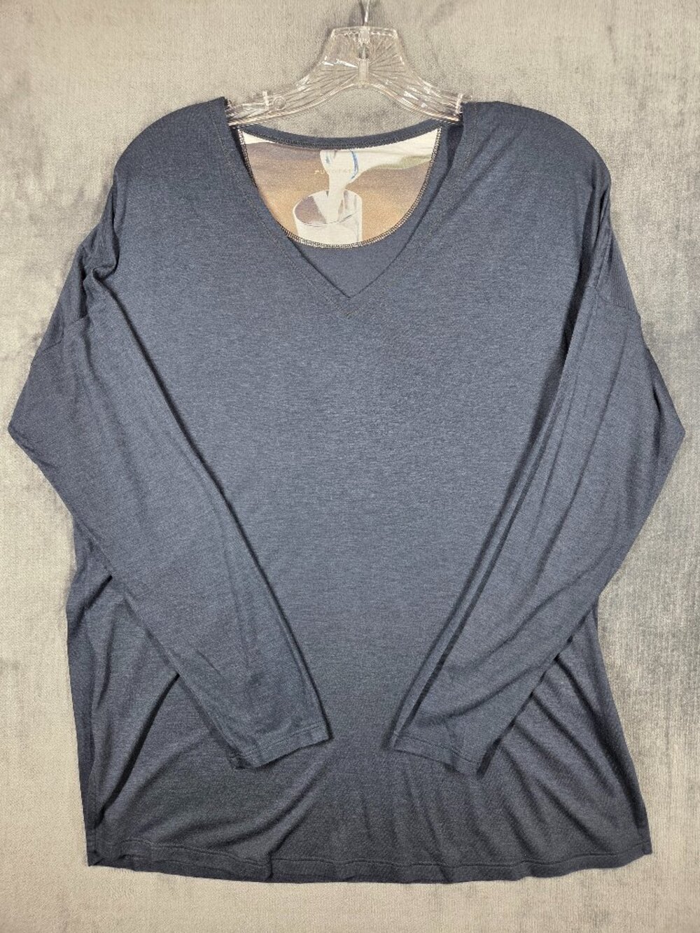 Purotatto Womens Blue T-shirt Size M L/S Micromodal Italian Designer Luxe